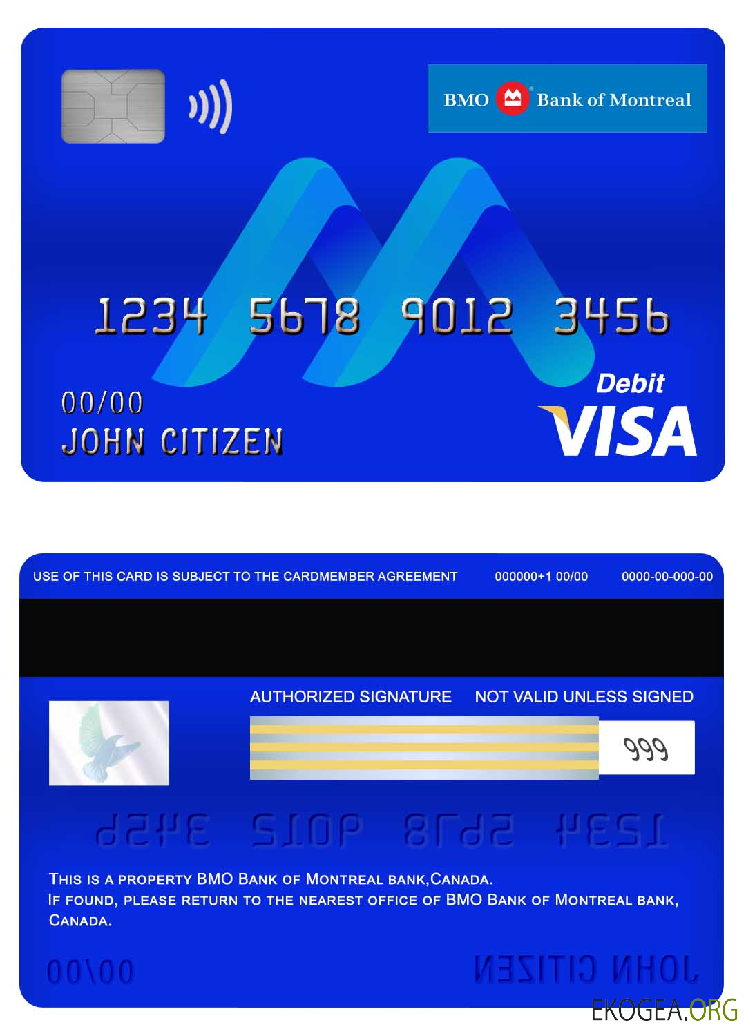 Canada BMO Banque de Montréal carte de débit visa bancaire